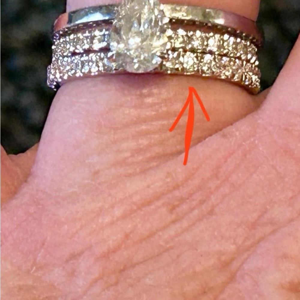 14k white gold lab created diamond band from Etsy. 2.5 mm. Ring size 8 1/4.